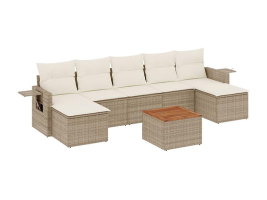 Salon de jardin avec coussins 8 pièces beige résine tressée HQUQ54606