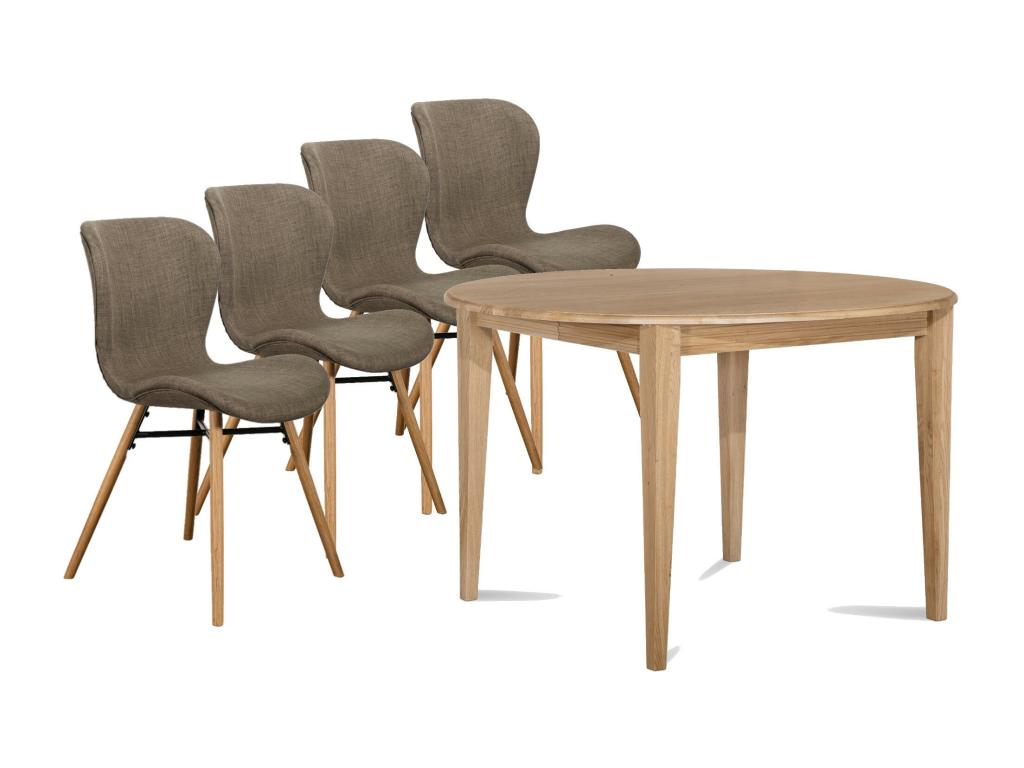 Table ronde extensible pieds fuseau D105 4 chaises tissu - VICTORIA ELPT60367