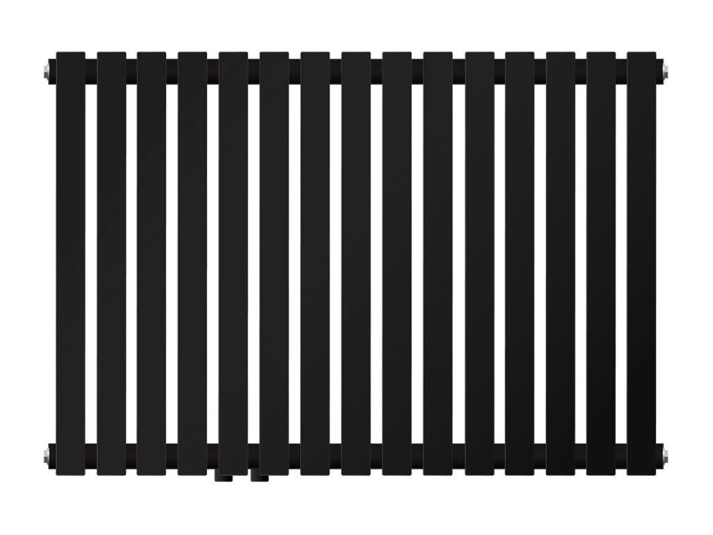 Radiateur de salle de bain horizontal noir mat acier connexion au bas 87x60 cm CNRS92533
