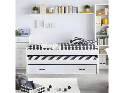 Lit triple en aggloméré blanc avec sommier 105x200cm IWOZ06997