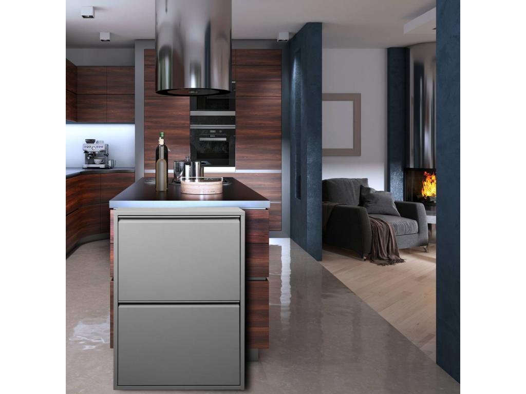 Poubelle Chezlova Corbeille Poubelle pour la collecte des déchets Armoire à ordures 60x25 h93 cm Gris UFLB95049