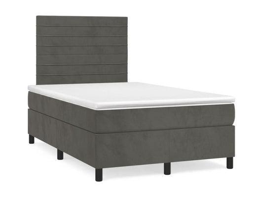 Sommier à Chezlova de lit et matelas gris foncé 120x190cm velours GJDO84313