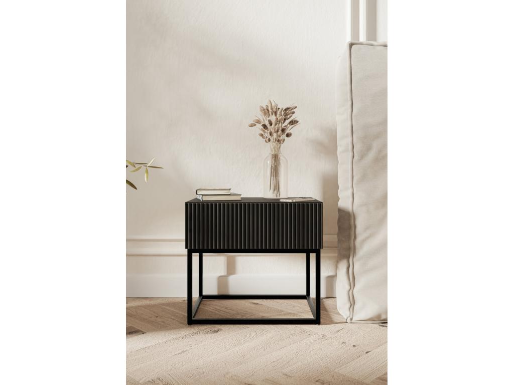 Table de chevet - 50 cm - noir avec pieds noirs - Chezlova ZBIJ06425