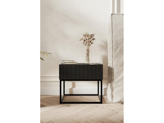 Table de chevet - 50 cm - noir avec pieds noirs - Chezlova ZBIJ06425