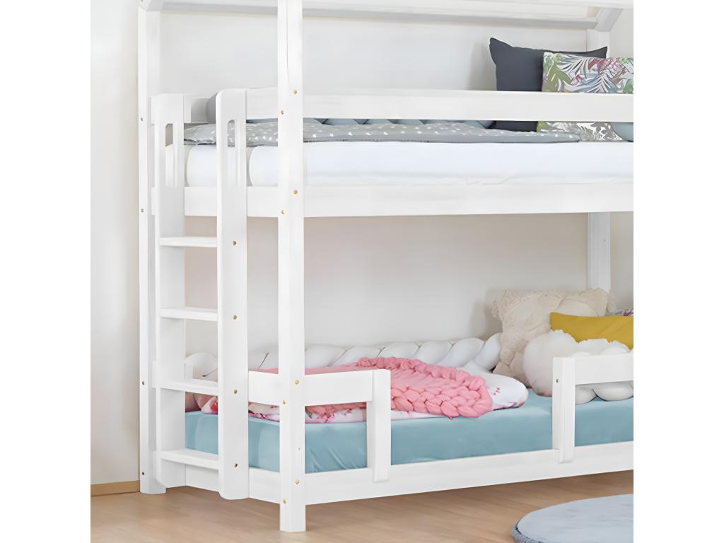 Lit cabane superposé 90x200 sommier inclus Chezlova Blanc OVFP43090