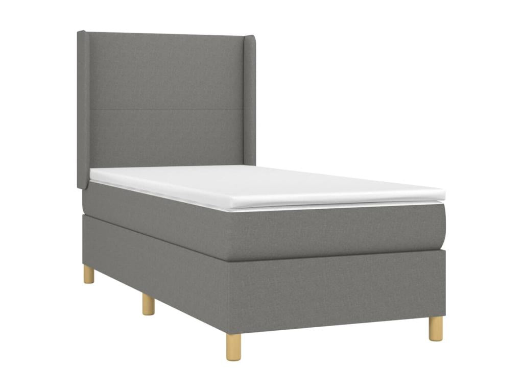 Lit à sommier tapissier avec matelas Gris foncé 80x200 cm Tissu WLRH26290