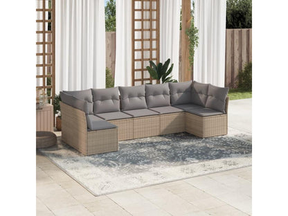 Salon de jardin avec coussins 7 pièces beige résine tressée IWDK17140