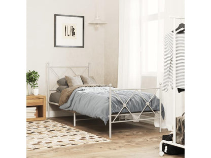 Cadre de lit métal sans matelas avec pied de lit blanc 80x200cm EYUT90929
