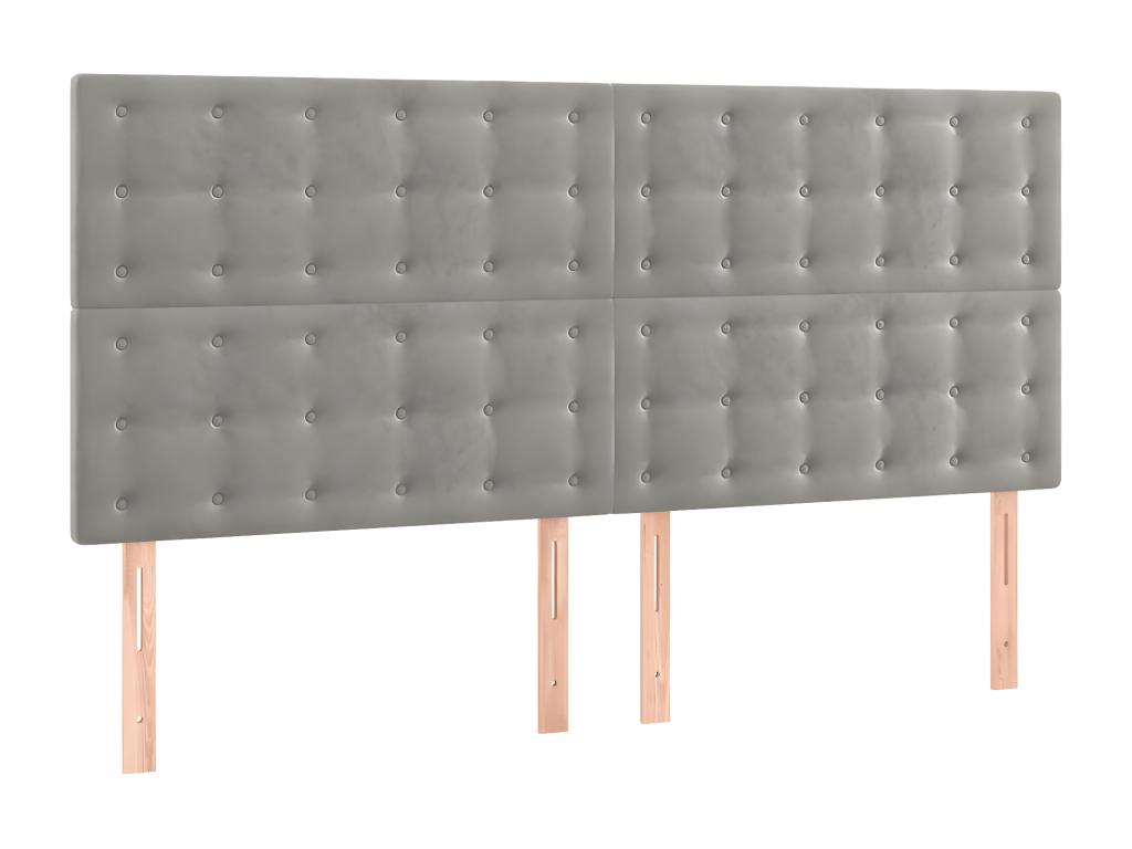 Tête de lit à LED Gris clair 180x5x118/128 cm Velours IBZB57338