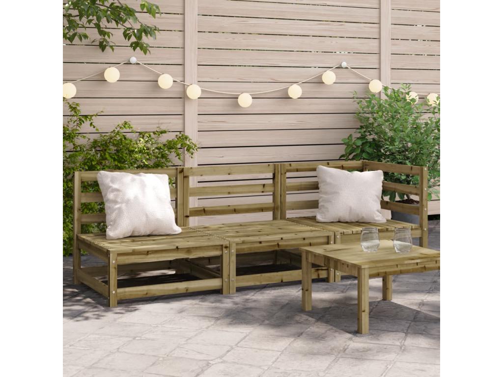 Canapé de jardin 3 places bois de pin imprégné RNLM12737