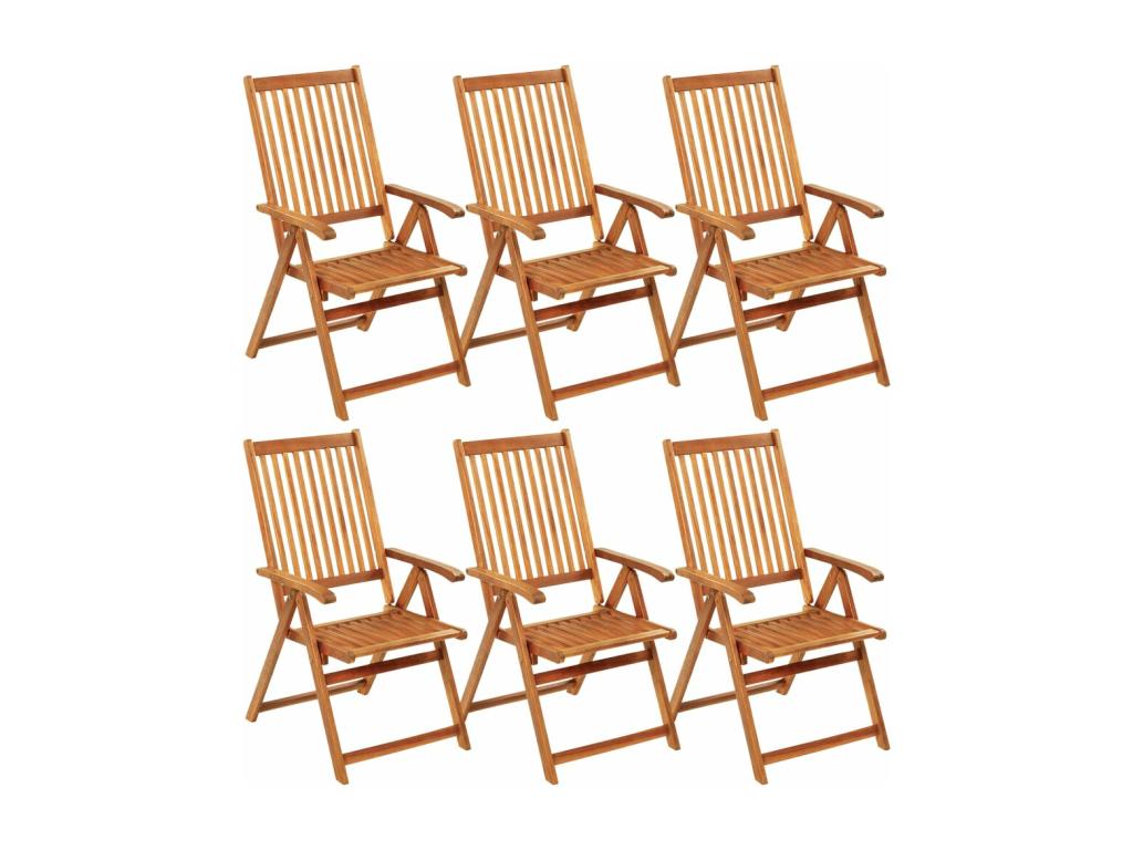 Chaises pliables de jardin 6 pièces avec coussins Bois d'Chezlova JDCD77413