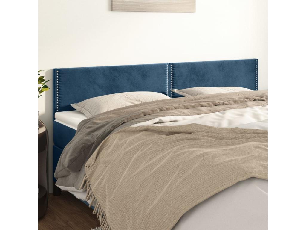 Têtes de lit 2 pcs Bleu foncé 80x5x78-88 Velours VYXH63961