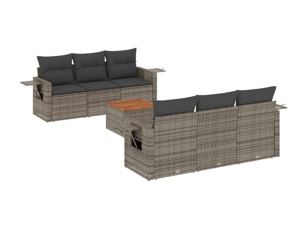 Salon de jardin avec coussins 7 pcs gris résine tressée KLZL89992