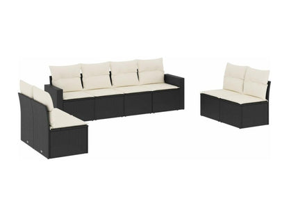 Salon de jardin 8 pcs avec coussins noir résine tressée BLJR71644
