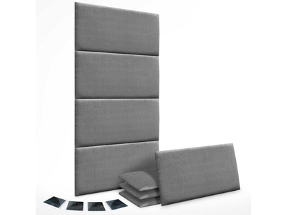 Chezlova Ensemble de 8 Panneaux muraux en lin autocollants absorption acoustique protection contre les chocs et Têtes de Lit Gris Foncé 60x40cm x8 AWCI02983