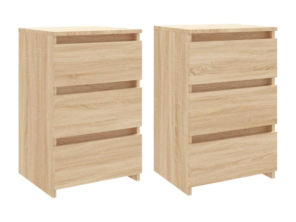 Tables de chevet 2 pièces Chêne Decohaute 40x35x62.5 cm Aggloméré DXGD21189