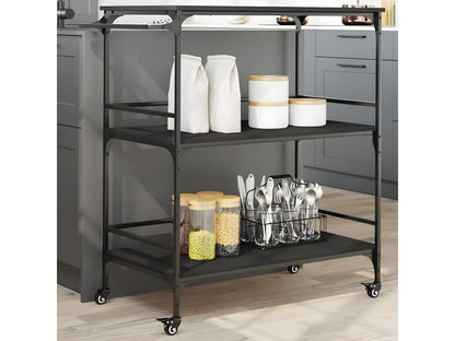 Chariot de cuisine noir 100.5x50x105 bois d'ingénierie SXXK49299