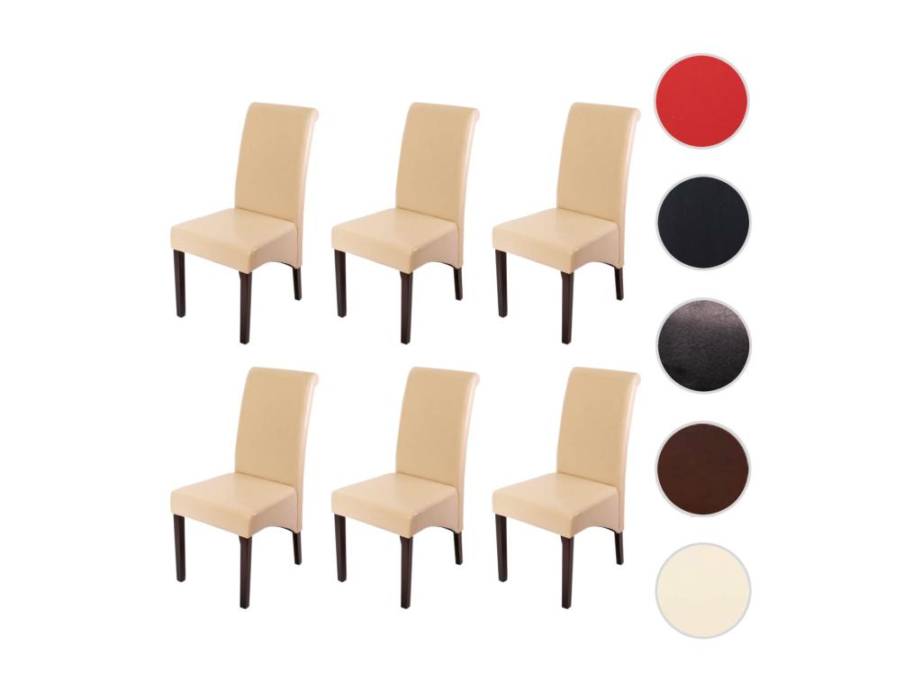 Chaise de salle à manger M37 lot de 6 cuir crème pieds foncés UGWI92729