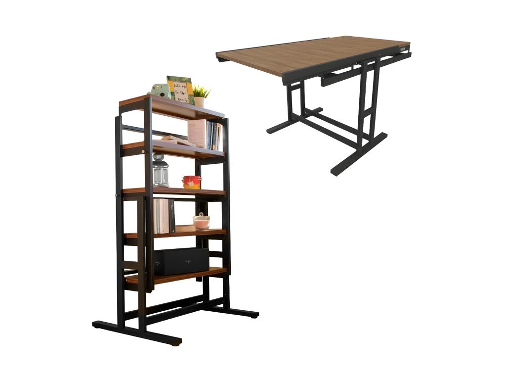 Etagère modulable H125 x l78 x P62 cm convertible en Table - style industriel OQLD48045