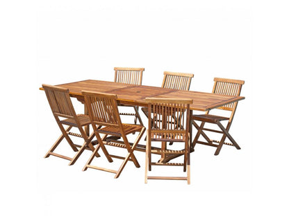 Chezlova - SALON DE JARDIN EN BOIS TECK HUILE 8/10 pers 1 Table rectangulaire extensible 180x240/100 cm et 6 chaises LUYR92284