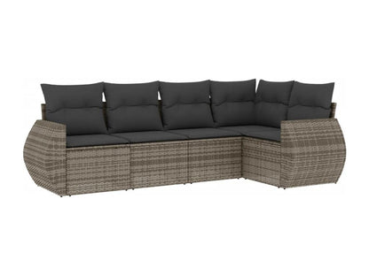 Salon de jardin 5 pièces avec coussins gris résine tressée YIMD10408