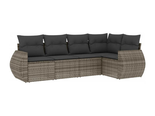 Salon de jardin 5 pièces avec coussins gris résine tressée YIMD10408