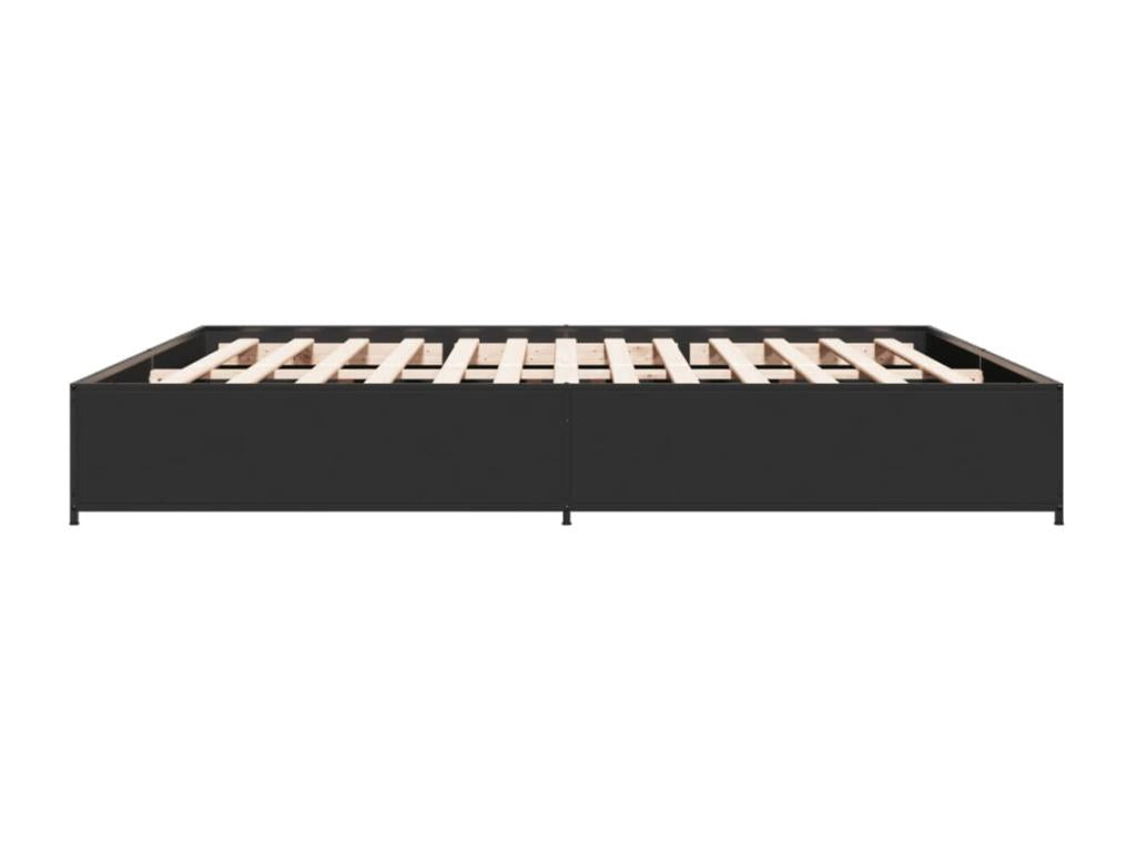 Cadre de lit noir 200x200 bois d'ingénierie et métal NJHV28133
