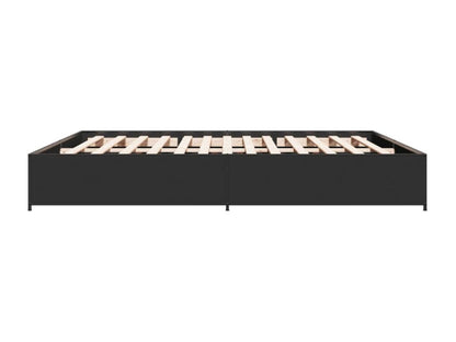 Cadre de lit noir 200x200 bois d'ingénierie et métal NJHV28133