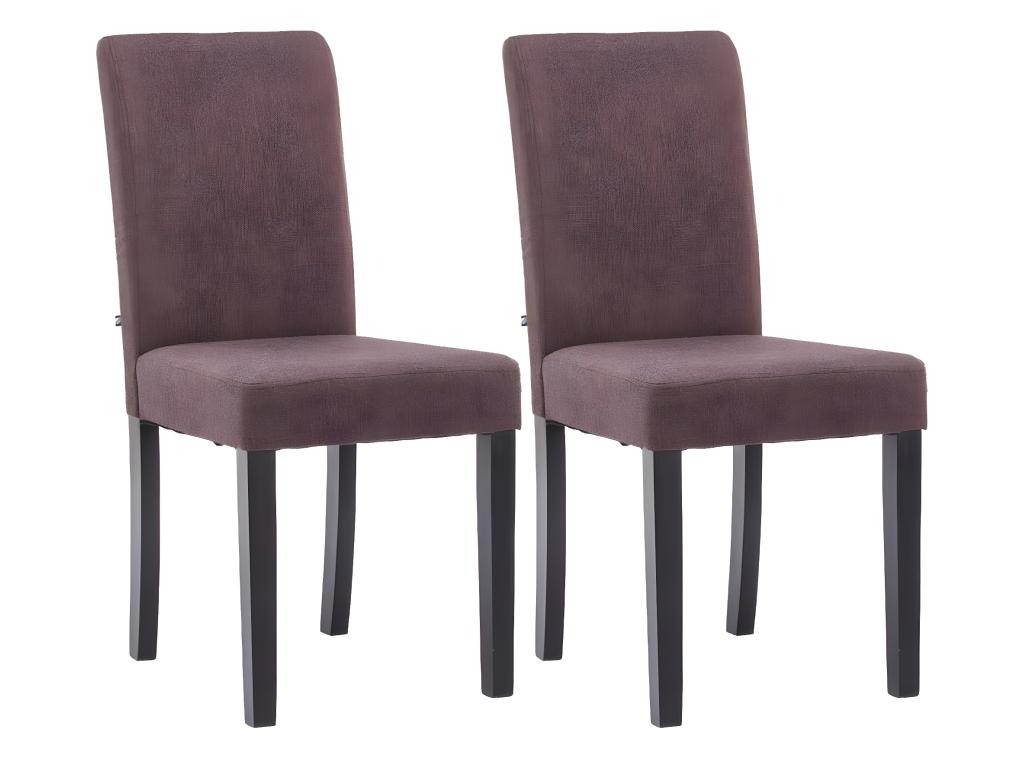 Lot de 2 chaise salle à manger - Tissu / Bois - Marron - Chezlova WWSY61102