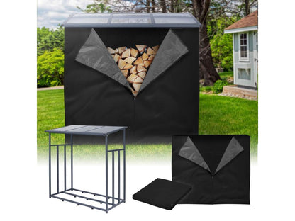 Abri bûche bois de chauffage étagère stockage bois de cheminée 185x185x70 cm NNLW26843