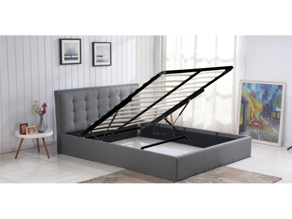 Lit design 160cm tissu gris Chezlova LPZH81422