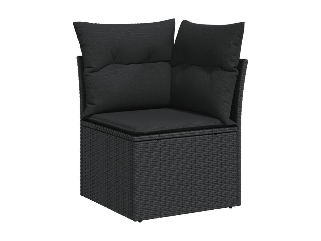 Salon de jardin 9 pcs avec coussins noir résine tressée OLXU59305