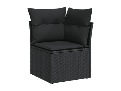 Salon de jardin 9 pcs avec coussins noir résine tressée OLXU59305