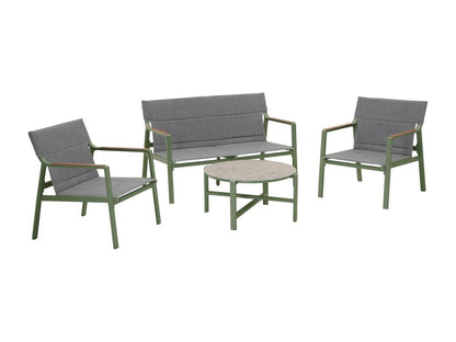 Salon de jardin 4 places en aluminium vert kaki ENDF49202