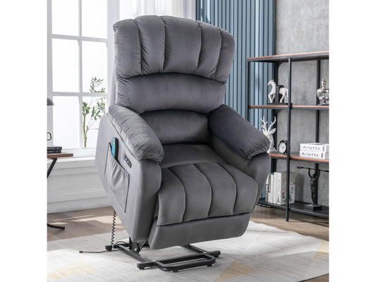 Fauteuil de relaxation électrique avec fonction fauteuil de massage inclinable 160 rembourré en tissu gris ZKRL38480
