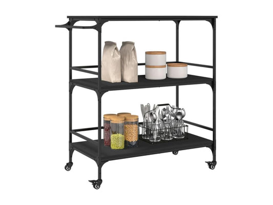Chariot de cuisine noir 100.5x50x105 bois d'ingénierie SXXK49299