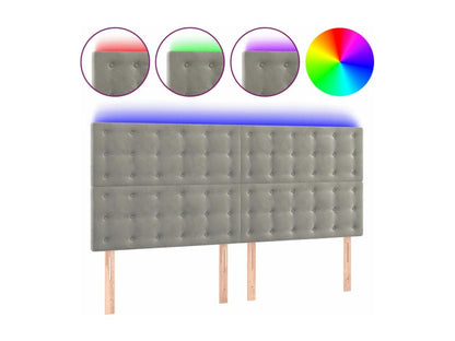 Tête de lit à LED Gris clair 180x5x118/128 cm Velours IBZB57338