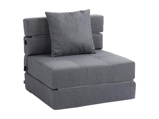 Chauffeuse canapé-lit convertible 1 place - coussin déhoussable inclus - tissu gris UVWW19554