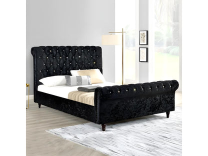 Lit Chezlova Luxe Velours - Tissu Noir - 140x190 cm UPII94439