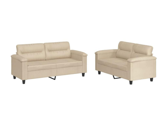 Ensemble de canapés 2 pièces avec coussins crème tissu microfibre CCPP51982