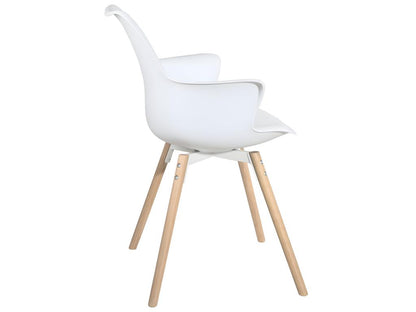 Lot 2 chaises scandinaves coupe pieds bois clair et coussin simili cuir MOTI blanc OZVX03465