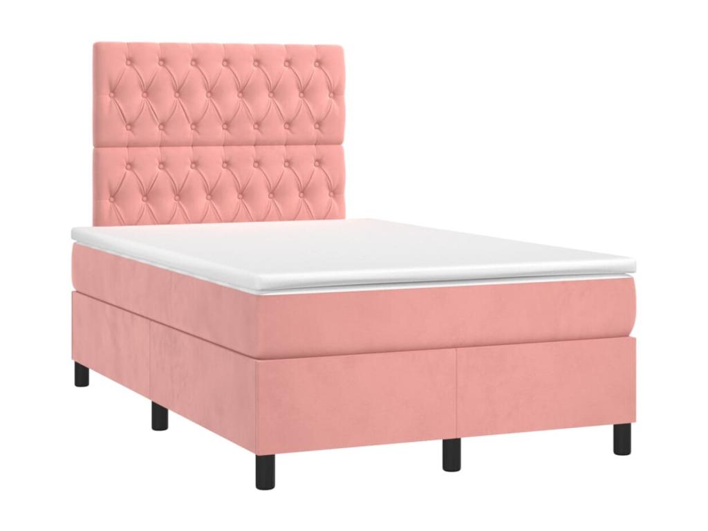 Sommier à Chezlova de lit matelas et LED Rose 120x200 cm Velours HVSO80981