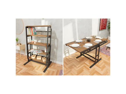 Etagère modulable H125 x l78 x P62 cm convertible en Table - style industriel OQLD48045
