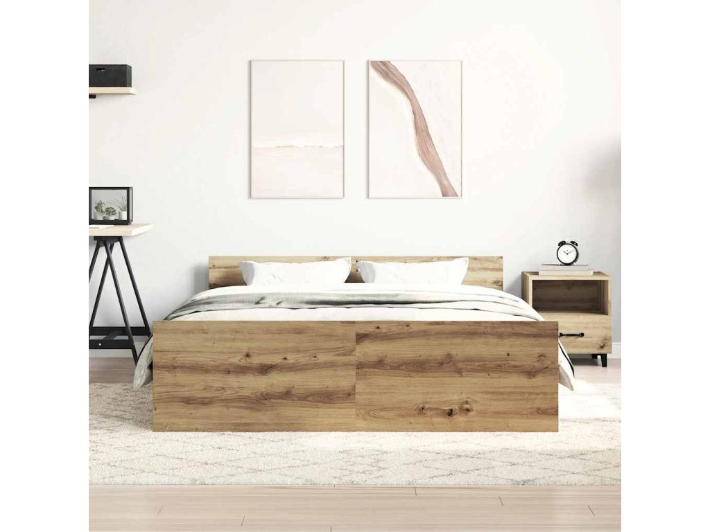Cadre de lit sans matelas chêne artisanal 135x190 cm AODM87054