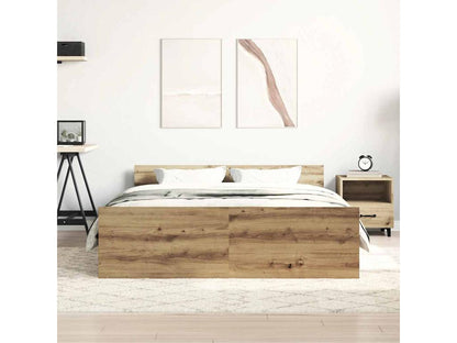 Cadre de lit sans matelas chêne artisanal 135x190 cm AODM87054