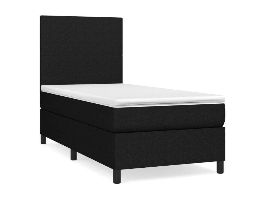 Lit à sommier tapissier avec matelas Noir 100x200 cm Tissu QEAE46356