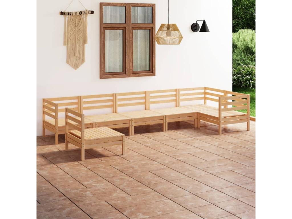 Salon de jardin 7 pcs Bois de pin massif CBBR43677