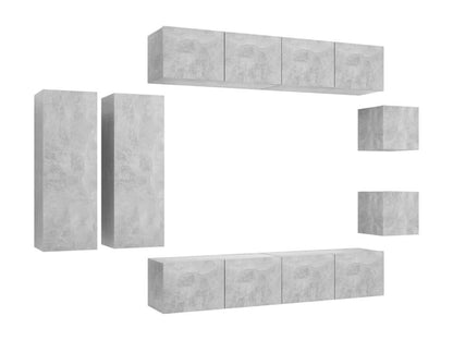 Ensemble de meubles TV 8 pcs Gris béton Bois d'ingénierie KGJG72469