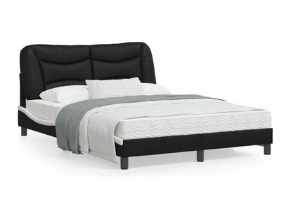 Cadre de lit et tête de lit noir et blanc 140x200 similicuir OWQC35592