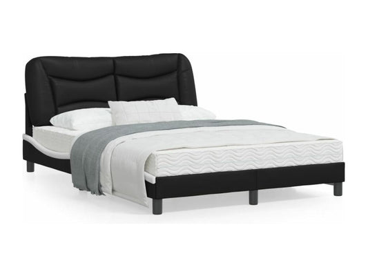 Cadre de lit et tête de lit noir et blanc 140x200 similicuir OWQC35592